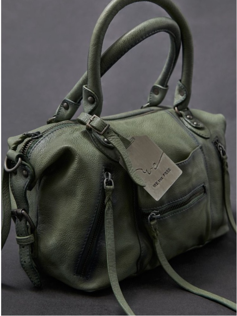 FREE PEOPLE We the Free Baby Emerson Leather Tote Bag in Secret Sage